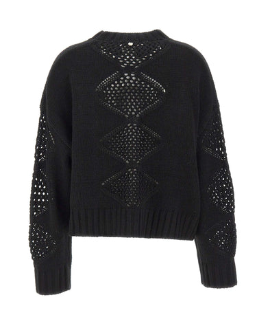 LIU-JO Maglia con trafortature e strass BLACK Donna 