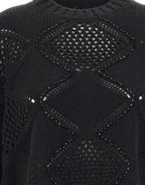 LIU-JO Maglia con trafortature e strass BLACK Donna 