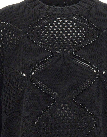 LIU-JO Maglia con trafortature e strass BLACK Donna 