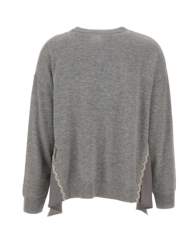 LIU-JO Maglia con inserti in raso GREY Donna 