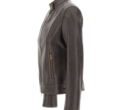 LIU-JO Giacca biker in tessuto spalmato BROWN Donna 
