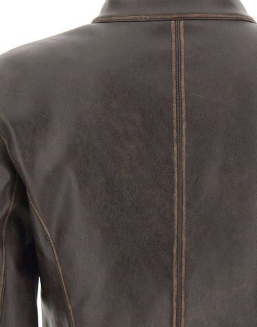 LIU-JO Giacca biker in tessuto spalmato BROWN Donna 