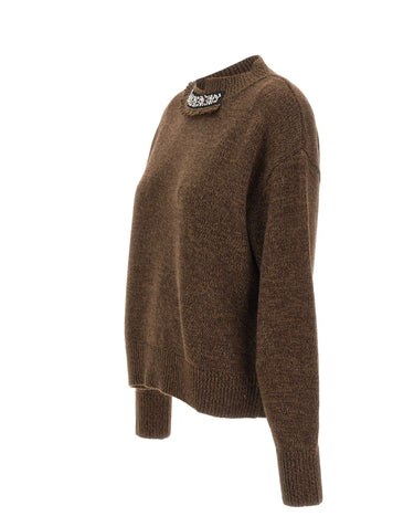LIU-JO Maglione con dettaglio gioiello BROWN Donna 