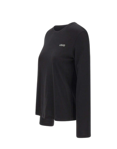 LIU-JO T-shirt manica lunga in cotone BLACK Donna 