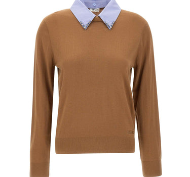 LIU-JO Maglia con colletto in popeline BROWN Donna 