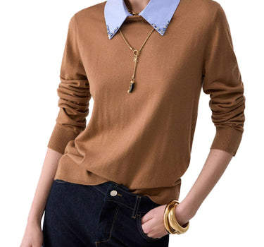LIU-JO Maglia con colletto in popeline BROWN Donna 