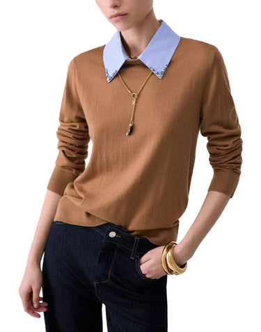 LIU-JO Maglia con colletto in popeline BROWN Donna 
