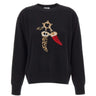 LIU-JO Maglia jacquard in lana con charm BLACK Donna 