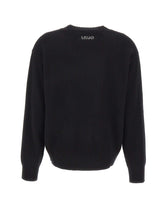 LIU-JO Maglia jacquard in lana con charm BLACK Donna 