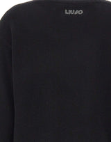 LIU-JO Maglia jacquard in lana con charm BLACK Donna 