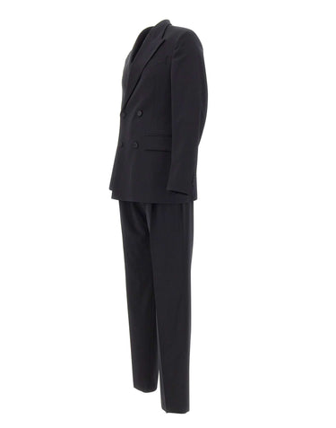 MANUEL RITZ Abito doppiopetto in fresco lana stretch BLACK Uomo 