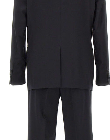 MANUEL RITZ Abito doppiopetto in fresco lana stretch BLACK Uomo 