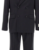MANUEL RITZ Abito doppiopetto in fresco lana stretch BLACK Uomo 