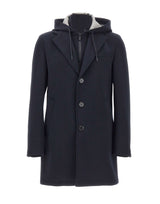 MANUEL RITZ Cappotto con pettorina e cappuccio BLUE Uomo 