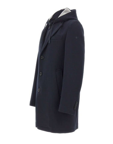 MANUEL RITZ Cappotto con pettorina e cappuccio BLUE Uomo 