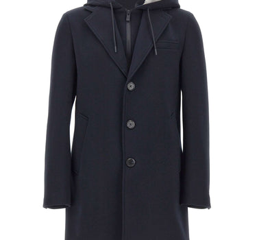 MANUEL RITZ Cappotto con pettorina e cappuccio BLUE Uomo 
