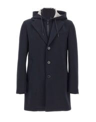 MANUEL RITZ Cappotto con pettorina e cappuccio BLUE Uomo 