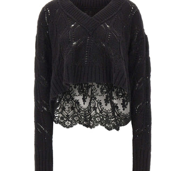 MAURIZIO MYKONOS Maglia over traforata con pizzo BLACK Donna 