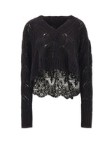 MAURIZIO MYKONOS Maglia over traforata con pizzo BLACK Donna 
