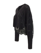MAURIZIO MYKONOS Maglia over traforata con pizzo BLACK Donna 