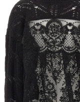 MAURIZIO MYKONOS Maglia over traforata con pizzo BLACK Donna 