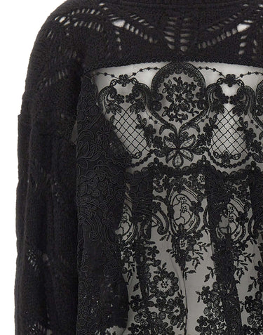 MAURIZIO MYKONOS Maglia over traforata con pizzo BLACK Donna 