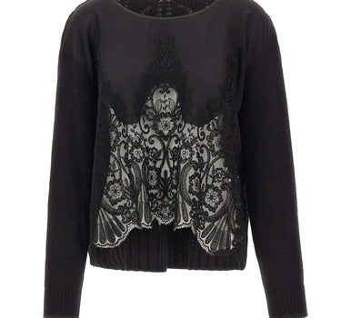 MAURIZIO MYKONOS Maglia over con pizzo in lana e alpaca BLACK Donna 