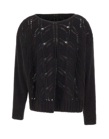MAURIZIO MYKONOS Maglia over con pizzo in lana e alpaca BLACK Donna 