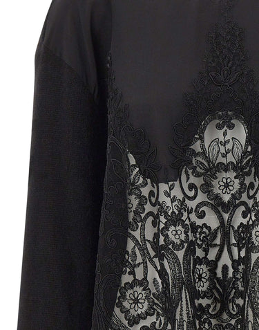 MAURIZIO MYKONOS Maglia over con pizzo in lana e alpaca BLACK Donna 