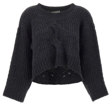 MAURIZIO MYKONOS Maglia crop in lana e alpaca BLACK Donna 