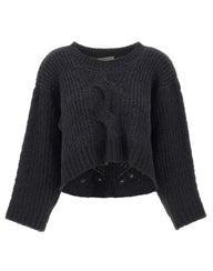 MAURIZIO MYKONOS Maglia crop in lana e alpaca BLACK Donna 