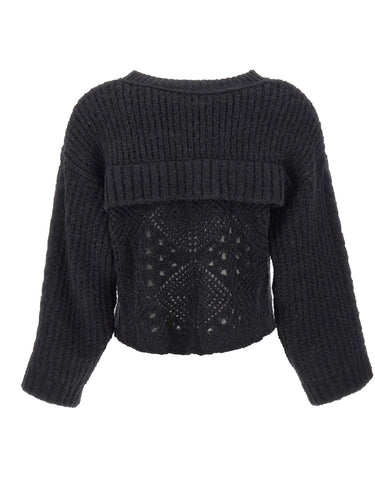 MAURIZIO MYKONOS Maglia crop in lana e alpaca BLACK Donna 