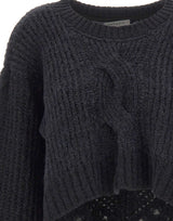 MAURIZIO MYKONOS Maglia crop in lana e alpaca BLACK Donna 