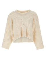 MAURIZIO MYKONOS Maglia crop in lana e alpaca WHITE Donna 