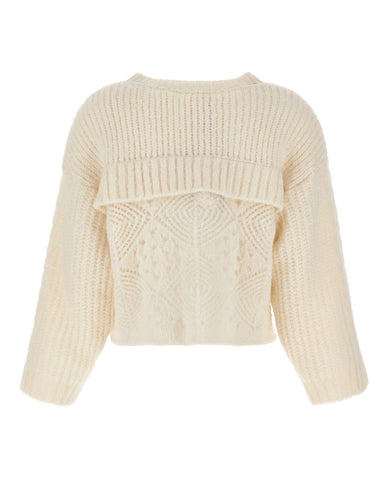 MAURIZIO MYKONOS Maglia crop in lana e alpaca WHITE Donna 
