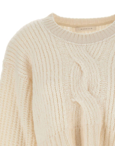 MAURIZIO MYKONOS Maglia crop in lana e alpaca WHITE Donna 