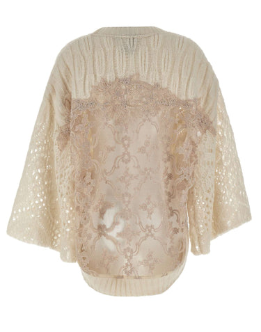 MAURIZIO MYKONOS Maglia over traforata WHITE Donna 