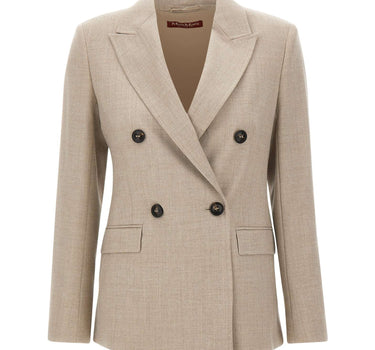 MAX MARA STUDIO Blazer doppiopetto in flanella di lana BEIGE Donna 