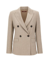 MAX MARA STUDIO Blazer doppiopetto in flanella di lana BEIGE Donna 