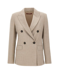 MAX MARA STUDIO Blazer doppiopetto in flanella di lana BEIGE Donna 