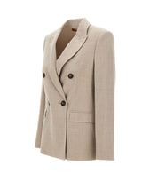 MAX MARA STUDIO Blazer doppiopetto in flanella di lana BEIGE Donna 