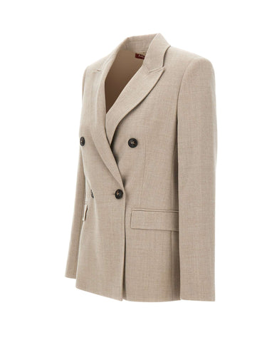 MAX MARA STUDIO Blazer doppiopetto in flanella di lana BEIGE Donna 