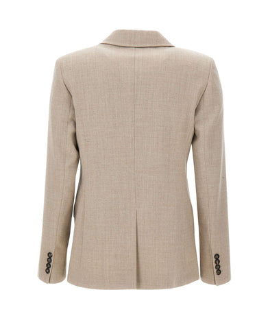 MAX MARA STUDIO Blazer doppiopetto in flanella di lana BEIGE Donna 