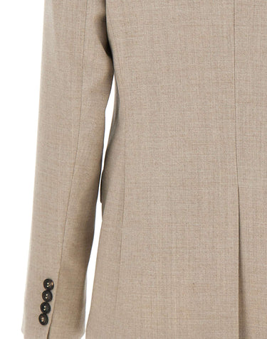 MAX MARA STUDIO Blazer doppiopetto in flanella di lana BEIGE Donna 