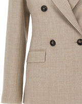 MAX MARA STUDIO Blazer doppiopetto in flanella di lana BEIGE Donna 