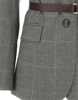 MAX MARA STUDIO Blazer in flanella di lana GREY Donna 