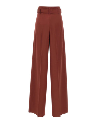 MAX MARA STUDIO Pantalone a vita alta in tela di lana RED Donna 