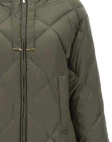 MAX MARA THE CUBE Piumino midi in tela antigoccia GREEN Donna 