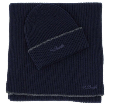 MC2 SAINT BARTH Set sciarpa e cappello in lana merinos BLUE Uomo 