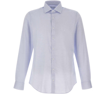 MICHAEL MICHAEL KORS Camicia in cotone dobby Light Blue Uomo 